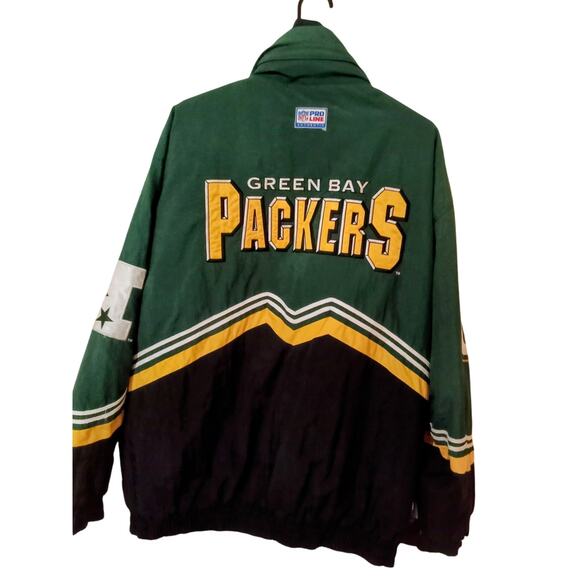 Vintage 90s Pro Line Logo 7 Green Bay Packers Parka Jacket Diamond Hood Y2K - Picture 2 of 16